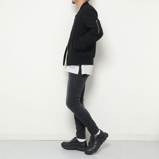 SATIN HIGH POWER STRETCH DENIM BIKER EASY PANTS