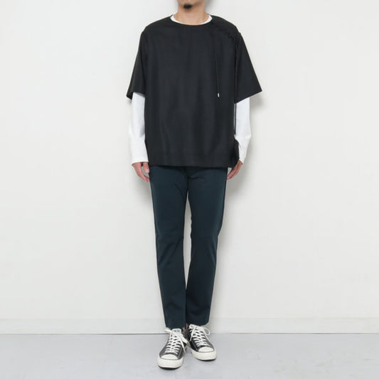 SUPER120s/PEサージ レースアッププルオーバーシャツS/S