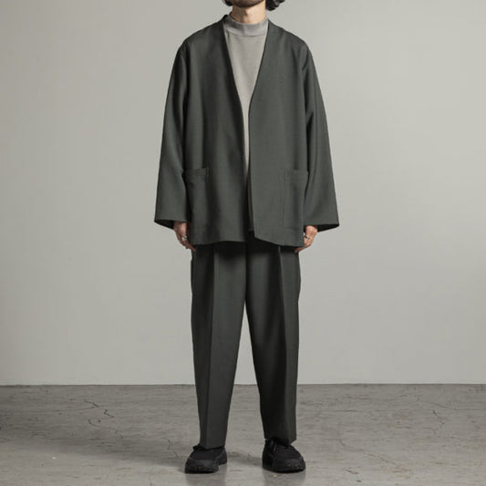 LAPELLESS SHIRT JACKET WOOL MOHAIR TROPICAL