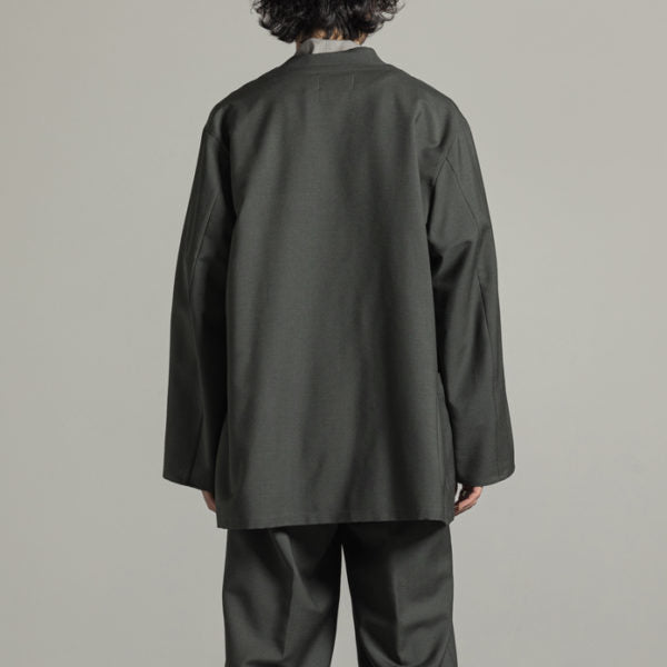 LAPELLESS SHIRT JACKET WOOL MOHAIR TROPICAL