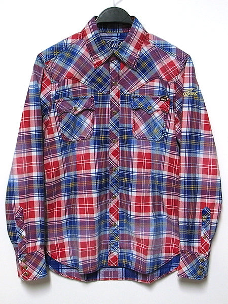 L/SL INDIGO CHECK PRINT SHIRT
