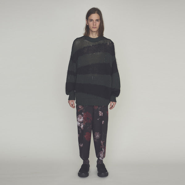 2TUCK CROPPED WOOL GABARDINE INKJET FLOWER