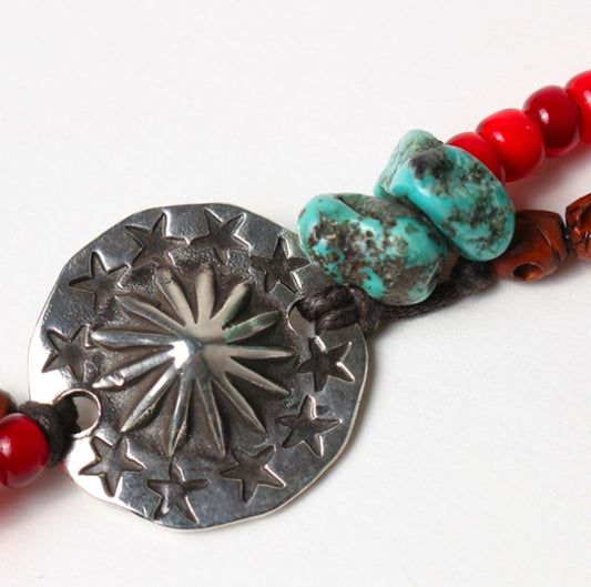 hand stamped double beads bracelet