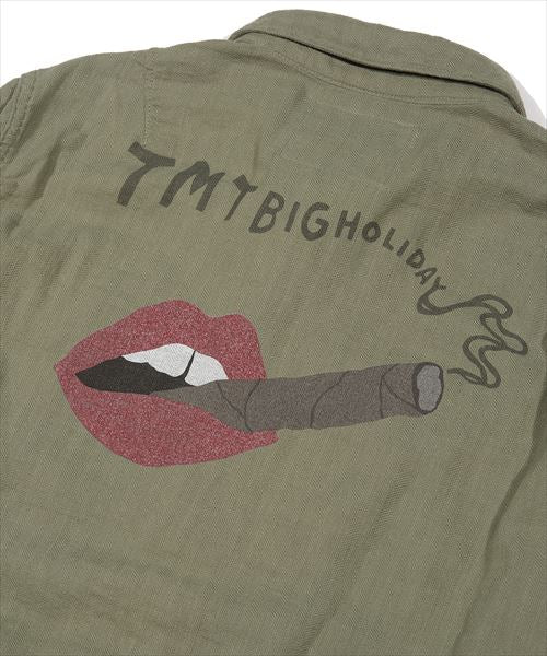 SLUB HERRINGBONE MILITARY SHIRTS JACKET