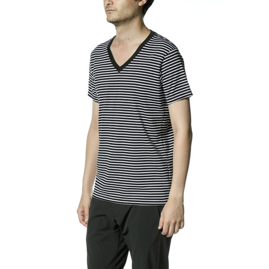 スヴィンギザボーダー天竺 Vネック半袖