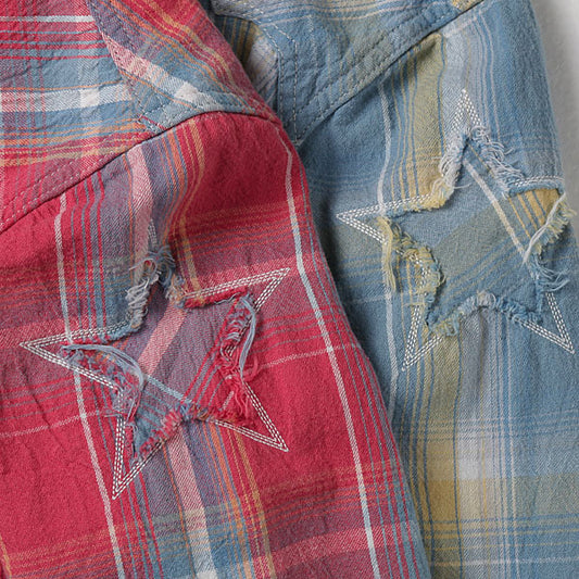 original indigo check western shirts