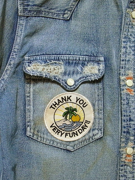 vintage remake western denim shirts