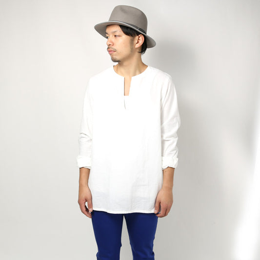 30/-解撚ポプリンワッシャー プルオーバーシャツL/S