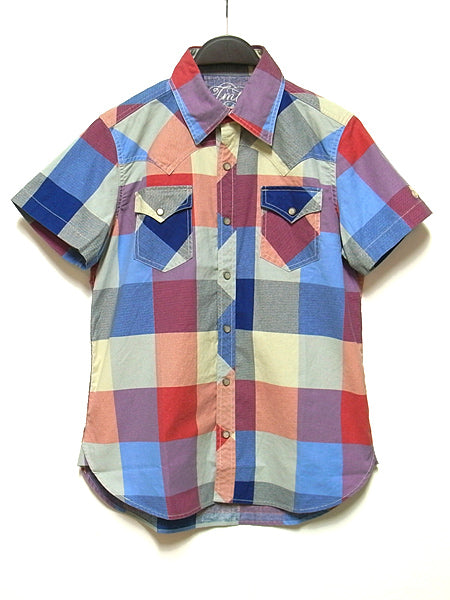 S/SL INDIGO BIG CHECK SHIRT