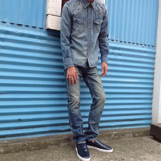 L/SL STAR EMBROIDERY DENIM SHIRT