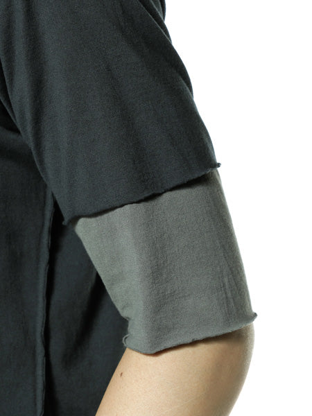 80/2度詰天竺 クルーネックレイヤードTee