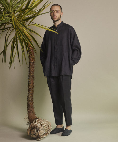 COMFORT FIT BAND COLLAR SHIRT HEMP