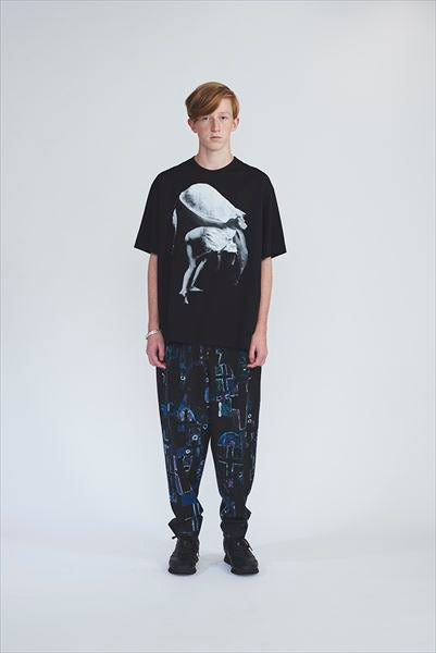 2TUCK TAPERED WIDE WOOL GABARDINE INKJET (CROSS)