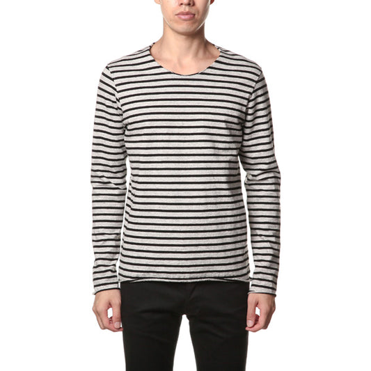 Li/Coストレッチ度詰天竺ボーダー クルーネックL/S