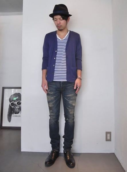 BASIC ボーダーVネック S/S