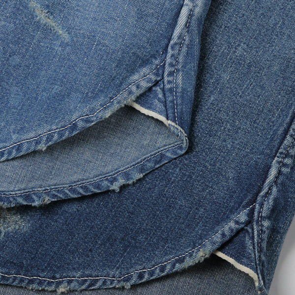L/SL 1本針 CRUSH BLEACH DENIM SHIRT (HQ)