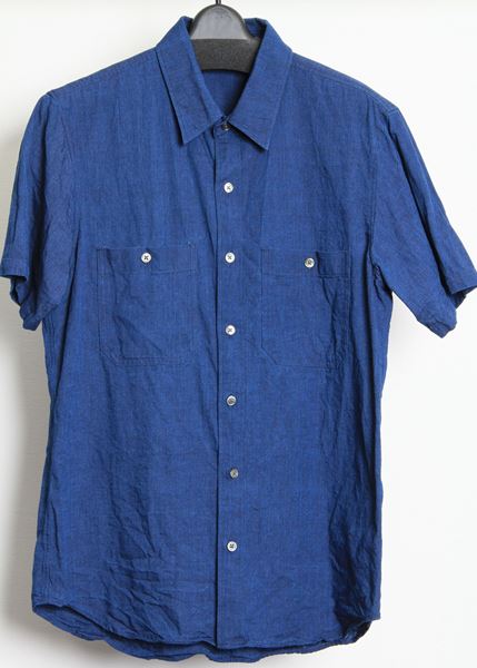 5oz インディゴシャンブレー パッチポケットシャツ S/S