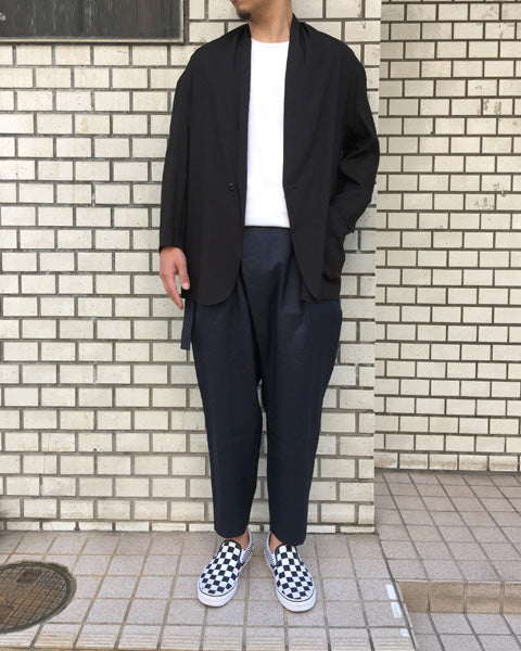 バイオリネンストレッチ ストールカラージャケット