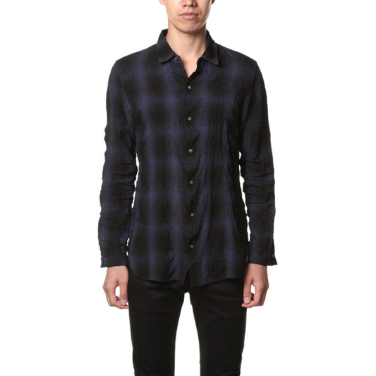 Li/Coシャンブレーオンブレーチェック レギュラーカラーシャツL/S