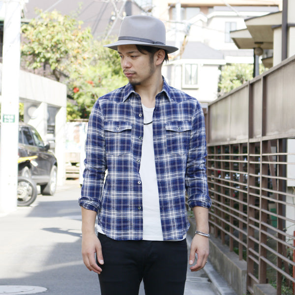 SHIRRING HERRINGBONE チェックシャツ
