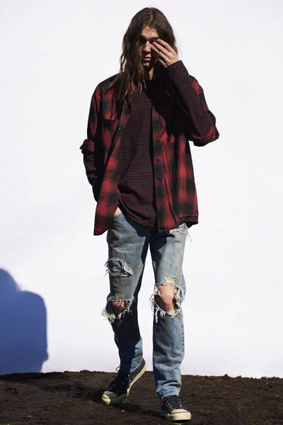 Rayon Ombre Check Loose Work SH