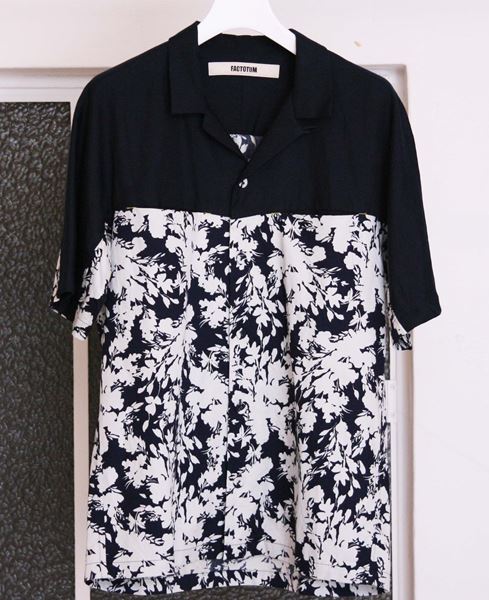 花柄コットンヨークスリーブ SSシャツ