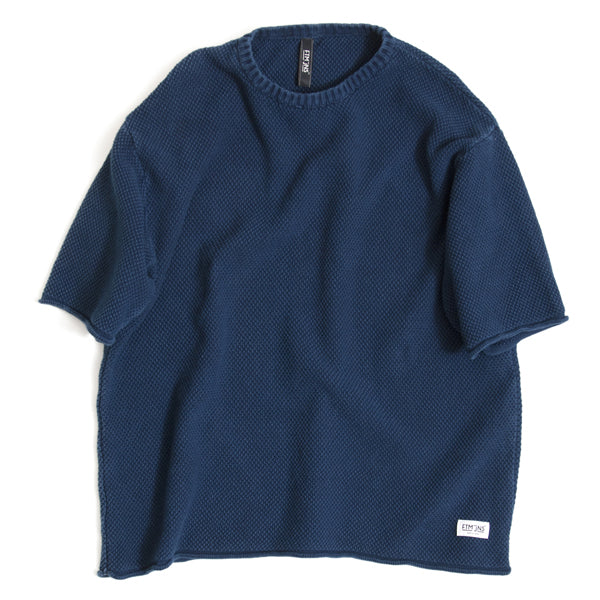 インディゴ染カギ編みニット ショートスリーブ