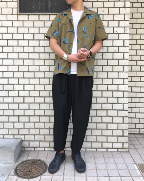 T400ストレッチタフタプリント オープンカラーシャツS/S