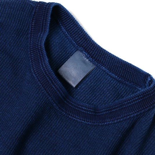 CREW NECK RIB SWEATER H/S (INDIGO)