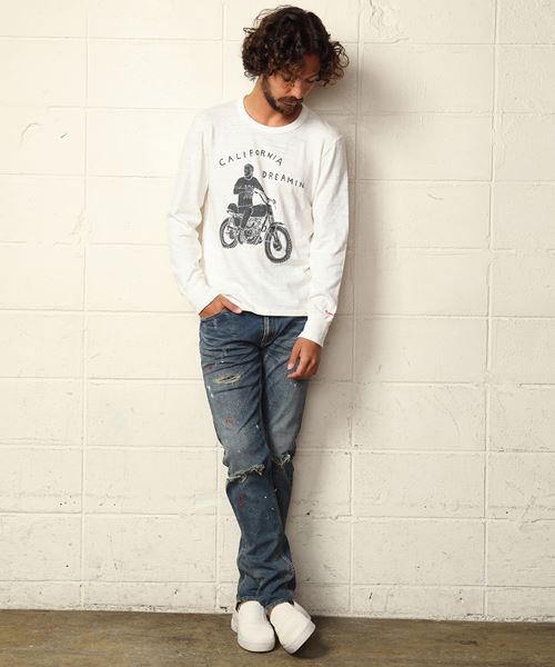 HYBRID STRETCH PAINT CRUSH DENIM 5P TAPERED