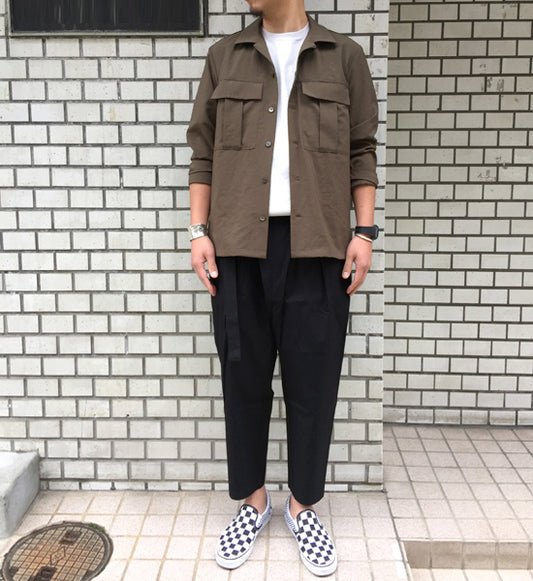 強撚ギャバ ベルト付ラップパンツ