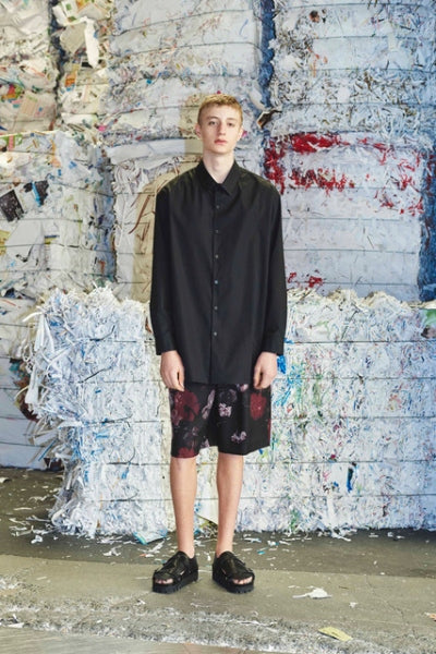 2TUCK SHORTS WOOL GABARDINE INKJET FLOWER