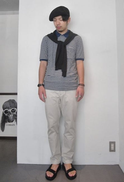 ラフィーブークレー梨地ボーダー ポロシャツ