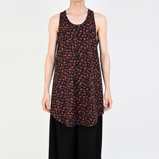 LONG TANK TOP 60/2 T-CLOTH INKJET HAZED FLOWER