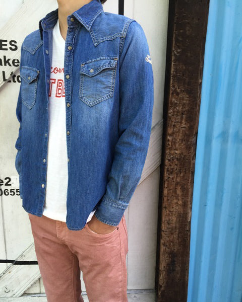 L/SL REGULAR LIGHT DENIM SHIRT