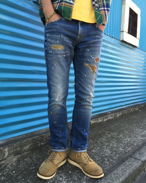 STRETCH LIGHT DENIM SLIM TYPE606 CRUSH PAINT