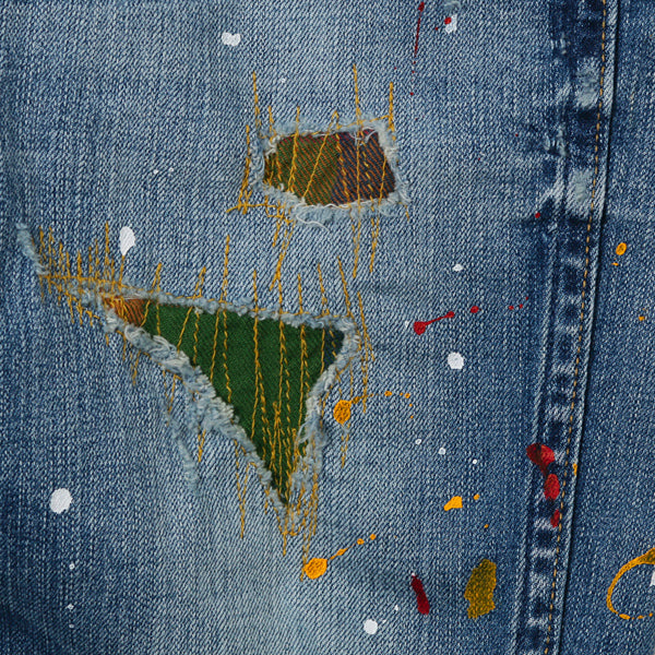 STRETCH LIGHT DENIM SLIM TYPE606 CRUSH PAINT