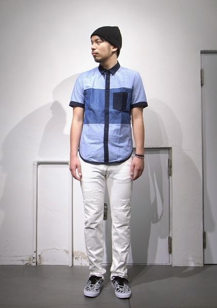 INDIGO PANEL SHIRTS S/S