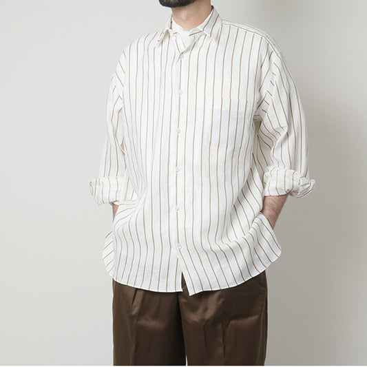 COMFORT FIT SHIRTS ORGANIC LINEN PRINTED STRIPE