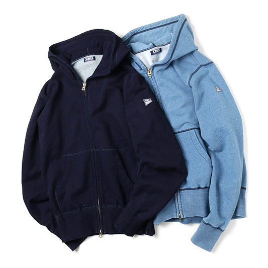 INDIGO FRENCH TERRY ZIP PARKA