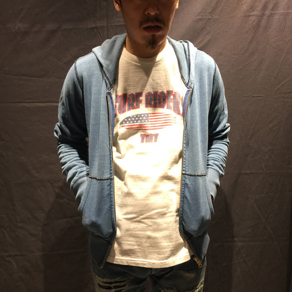 INDIGO FRENCH TERRY ZIP PARKA