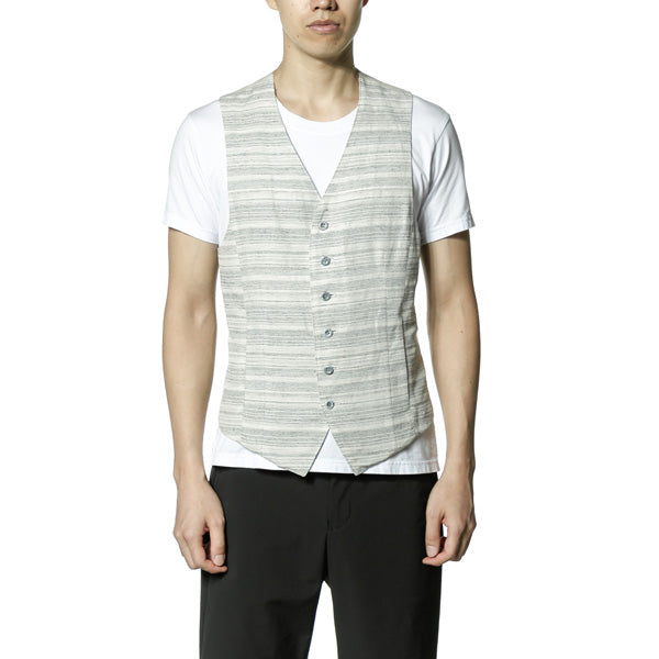Ny/Li/Si絣ボーダー ベスト