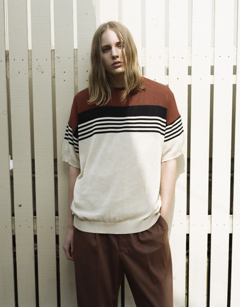レトロボーダー ドロップショルダーニットS/S