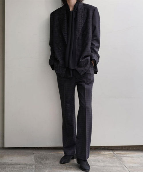 WOOL DARK GUN CLUB 2TUCK SLIM FLARE