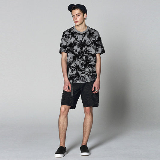 プリントシルキー天竺 クルーネック半袖