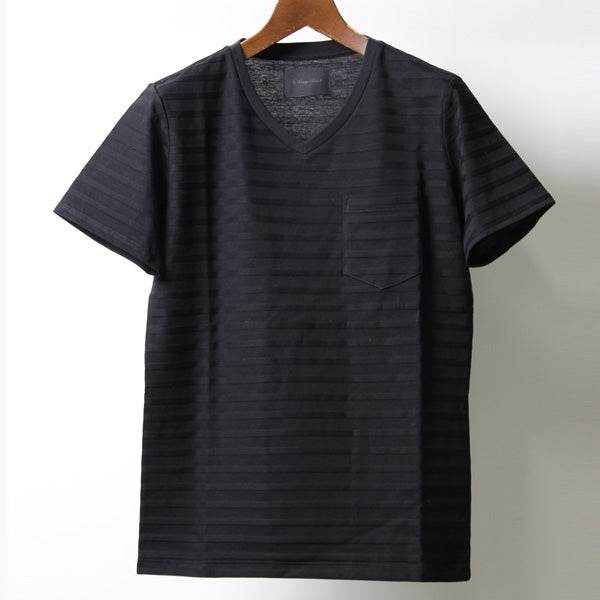 BASQUE LINKS BORDER Vネック ポケットTEE