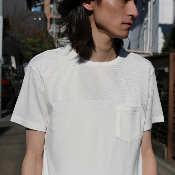 先染め 組織 x 天竺 ポケットTEE