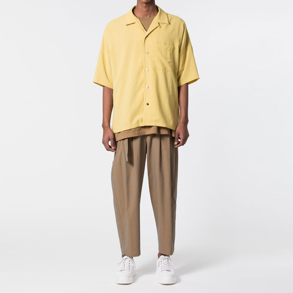 ガスボイルシャンブレー ベルト付きワイドテーパードパンツ