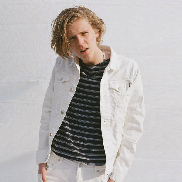 インディゴボーダー ボートネックBIGポケットTEE