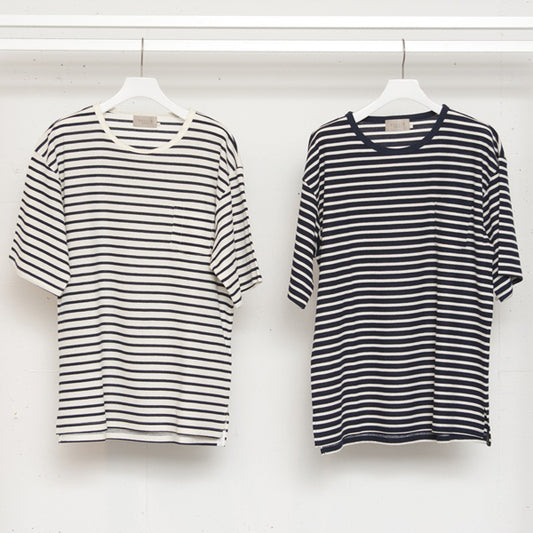 バスクサーフニットボーダー クルーネックTEE